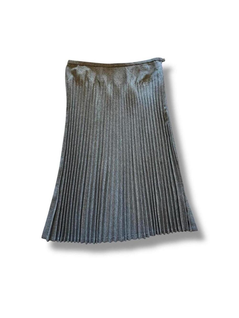 Vintage Kathy Lee Grey Pleated Midi Skirt